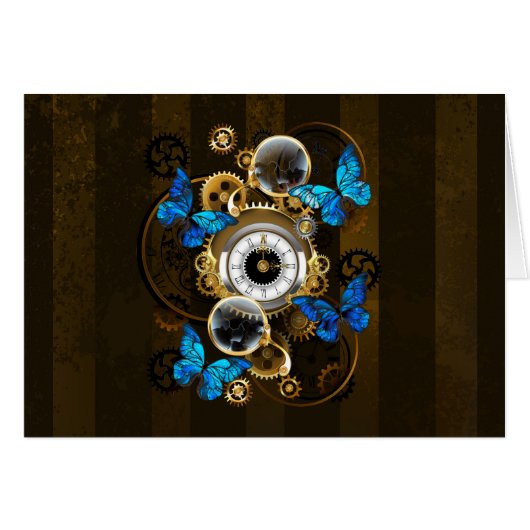 Steampunk Gears and Blue Butterflies (Front Horizontal)