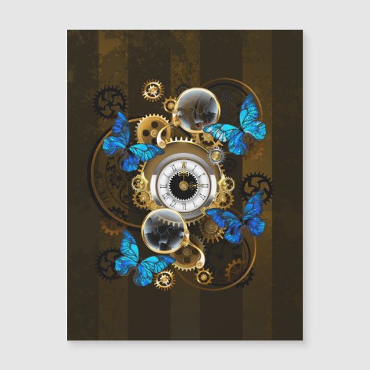 Steampunk Gears and Blue Butterflies (Front)