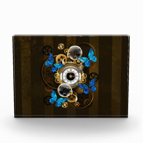 Steampunk Gears and Blue Butterflies Acrylic Award