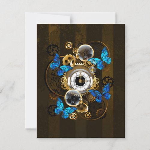 Steampunk Gears and Blue Butterflies Advice Card