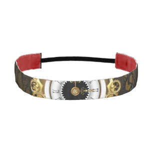 Steampunk Gears and Blue Butterflies Athletic Headband