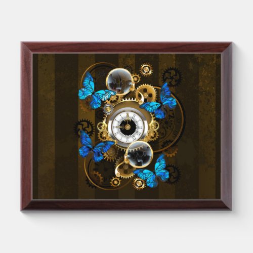 Steampunk Gears and Blue Butterflies Award Plaque