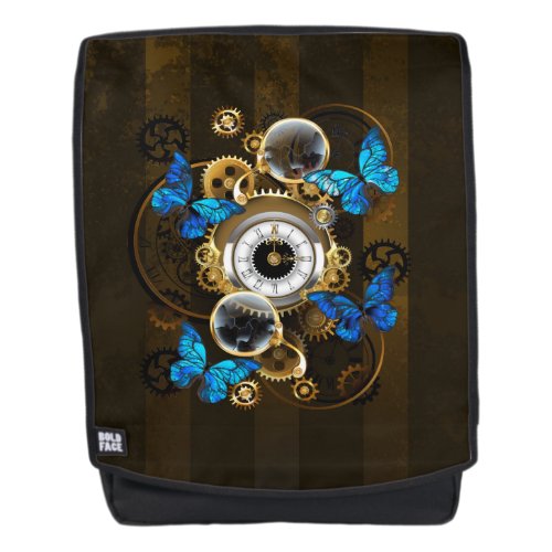Steampunk Gears and Blue Butterflies Backpack