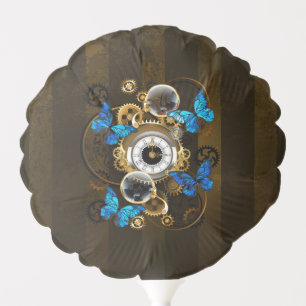 Steampunk Gears and Blue Butterflies Balloon