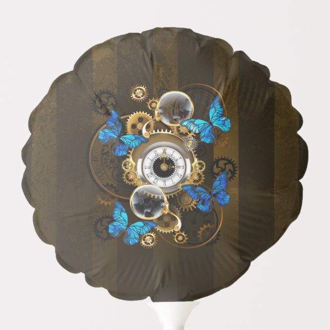 Steampunk Gears and Blue Butterflies Balloon (Front)
