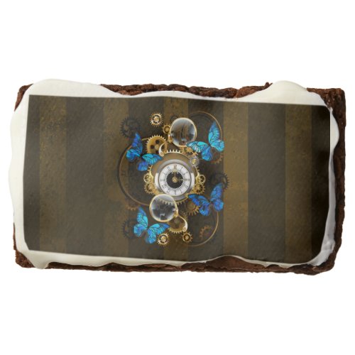 Steampunk Gears and Blue Butterflies Brownie