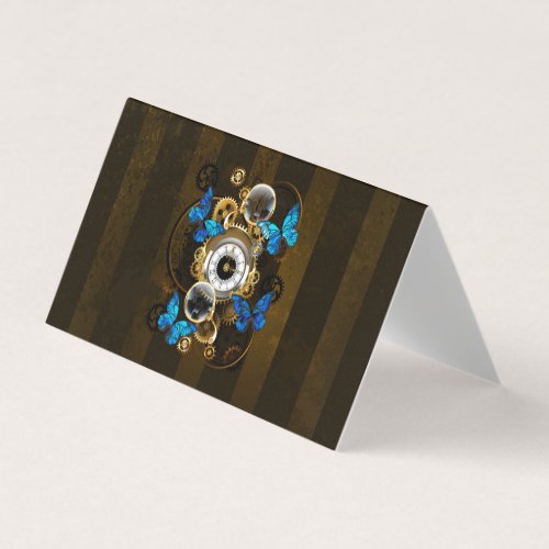 Steampunk Gears and Blue Butterflies Business Card