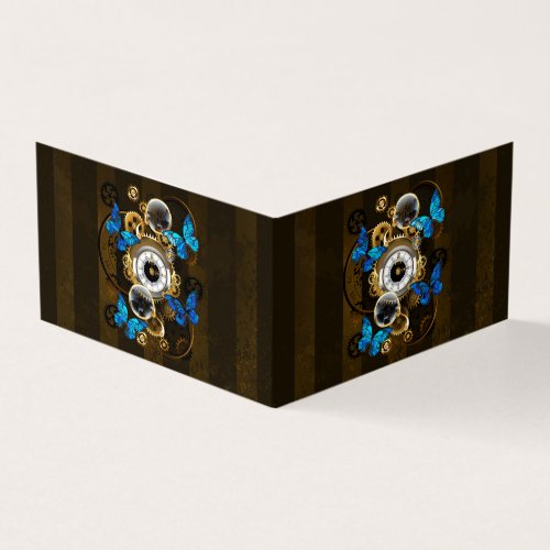 Steampunk Gears and Blue Butterflies Business Card