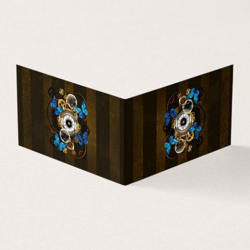 Steampunk Gears and Blue Butterflies Business Card