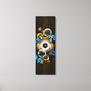 Steampunk Gears and Blue Butterflies Canvas Print