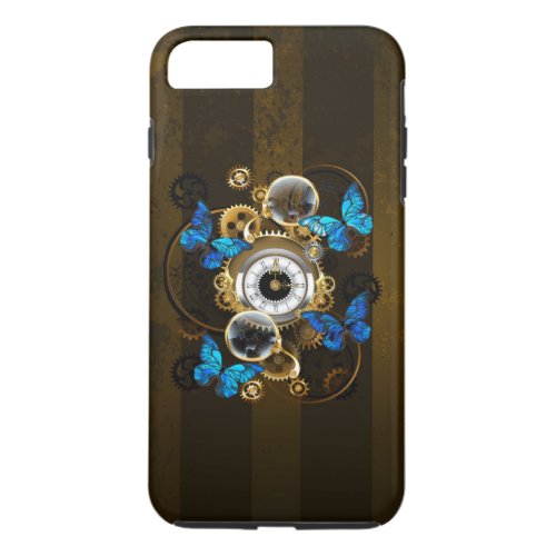 Steampunk Gears and Blue Butterflies iPhone 8 Plus7 Plus Case