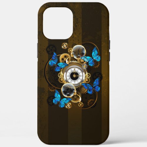 Steampunk Gears and Blue Butterflies iPhone 12 Pro Max Case