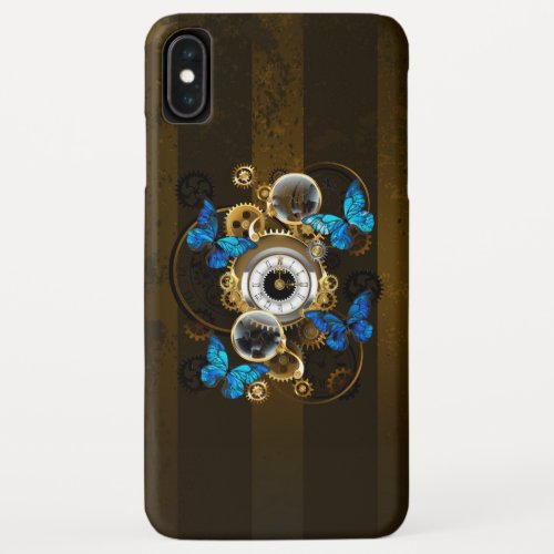 Steampunk Gears and Blue Butterflies iPhone XS Max Case