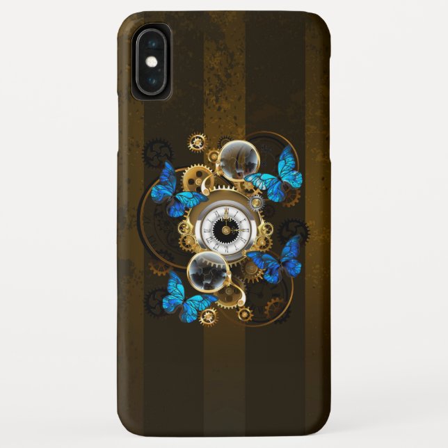 Steampunk Gears and Blue Butterflies Case-Mate iPhone Case (Back)