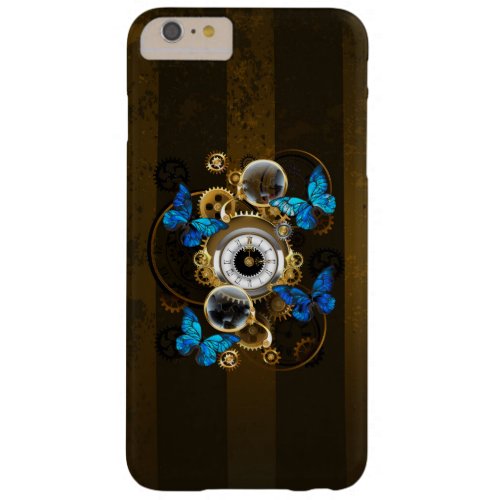 Steampunk Gears and Blue Butterflies Barely There iPhone 6 Plus Case