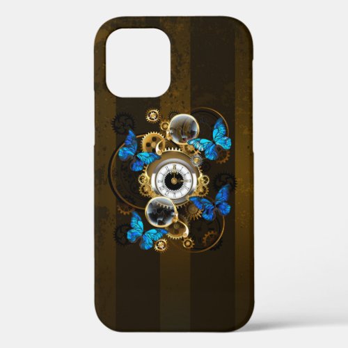 Steampunk Gears and Blue Butterflies iPhone 12 Pro Case