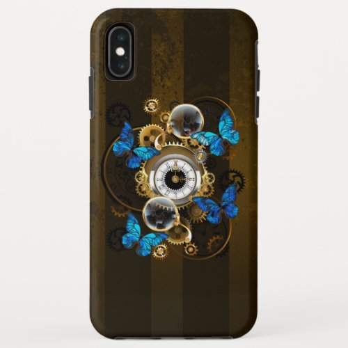 Steampunk Gears and Blue Butterflies iPhone XS Max Case