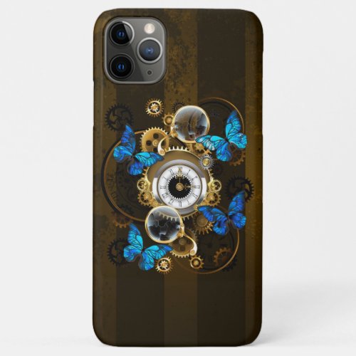 Steampunk Gears and Blue Butterflies iPhone 11 Pro Max Case