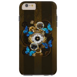 Steampunk Gears and Blue Butterflies Tough iPhone 6 Plus Case