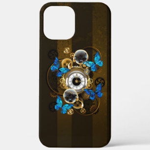 Steampunk Gears and Blue Butterflies iPhone 12 Pro Max Case