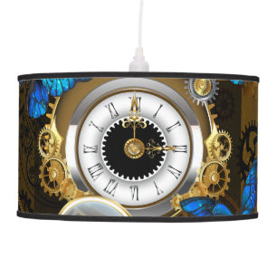 Steampunk Gears and Blue Butterflies Ceiling Lamp