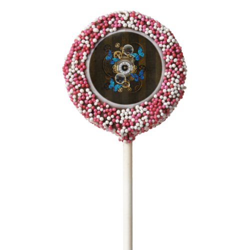 Steampunk Gears and Blue Butterflies Chocolate Covered Oreo Pop