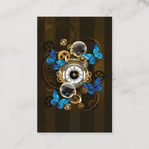 Steampunk Gears and Blue Butterflies Discount Card