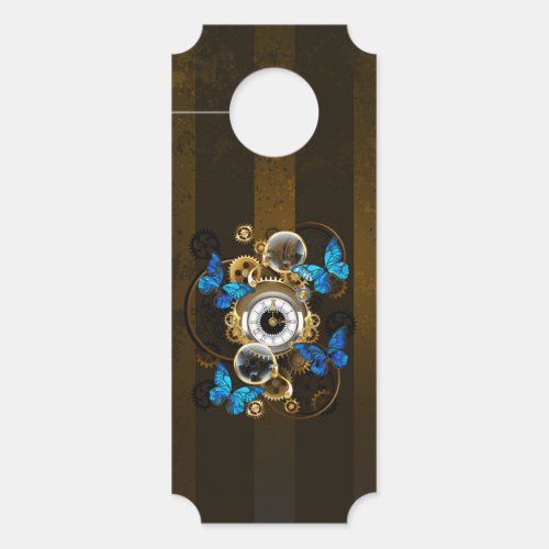 Steampunk Gears and Blue Butterflies Door Hanger