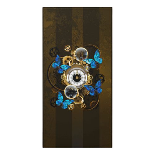 Steampunk Gears and Blue Butterflies Door Sign