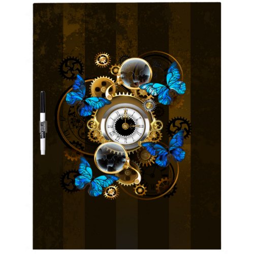 Steampunk Gears and Blue Butterflies Dry Erase Board