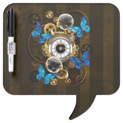 Steampunk Gears and Blue Butterflies Dry Erase Board