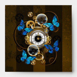 Steampunk Gears and Blue Butterflies Envelope