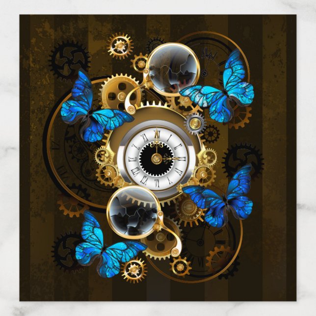 Steampunk Gears and Blue Butterflies Envelope Liner (Design)