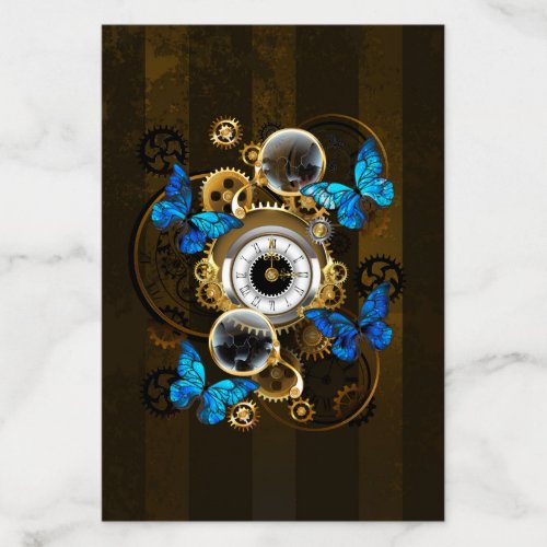 Steampunk Gears and Blue Butterflies Envelope Liner