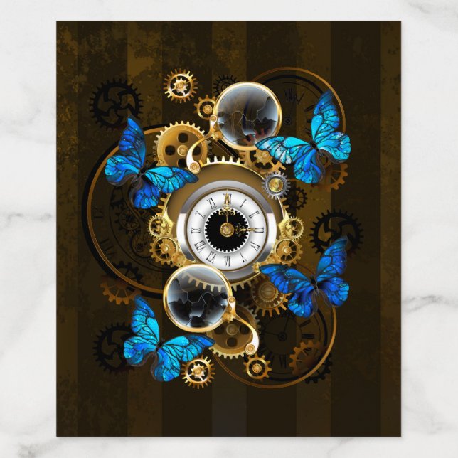 Steampunk Gears and Blue Butterflies Envelope Liner (Design)