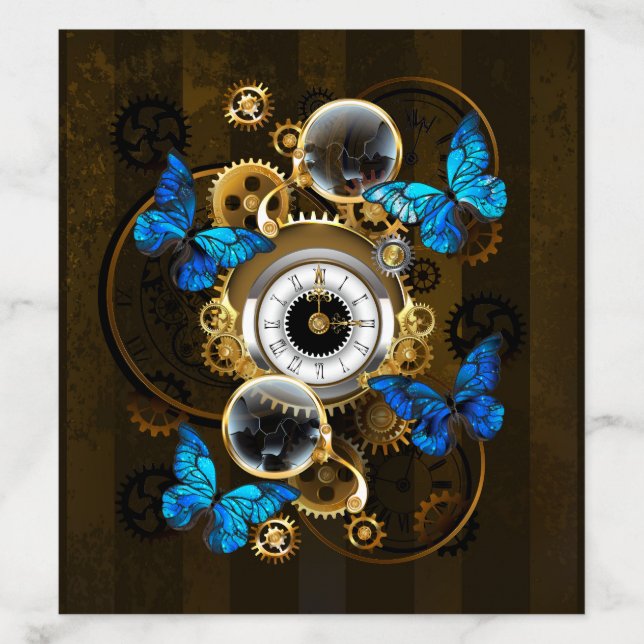 Steampunk Gears and Blue Butterflies Envelope Liner (Design)