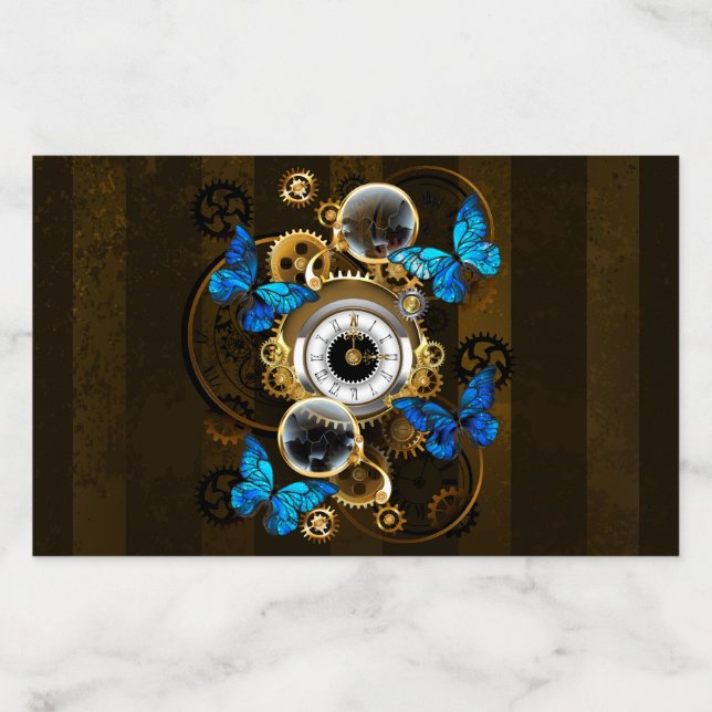 Steampunk Gears and Blue Butterflies Envelope Liner (Design)