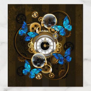 Steampunk Gears and Blue Butterflies Envelope Liner