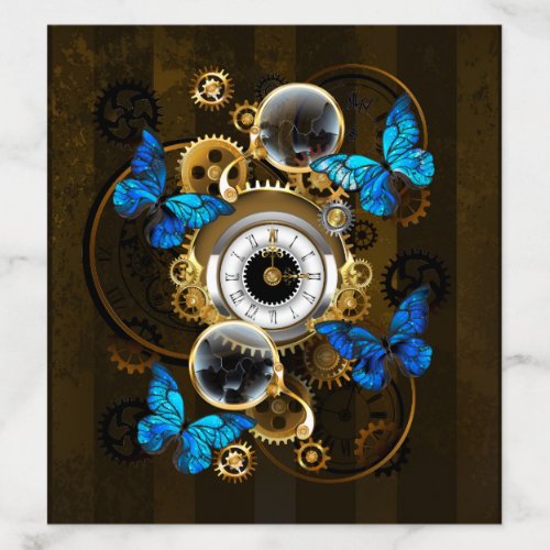 Steampunk Gears and Blue Butterflies Envelope Liner