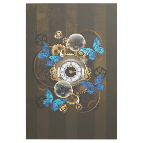 Steampunk Gears and Blue Butterflies Gallery Wrap