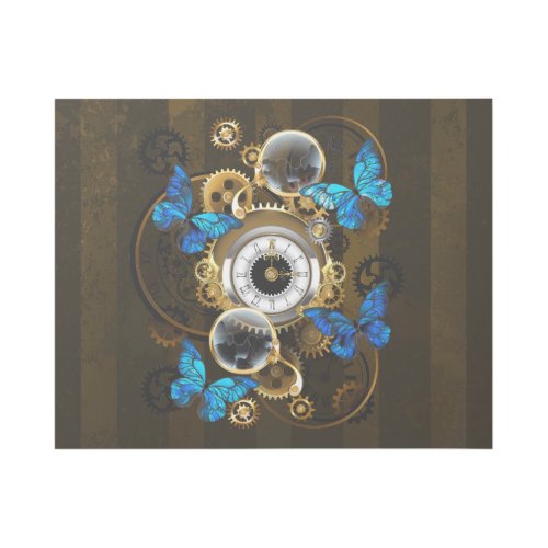 Steampunk Gears and Blue Butterflies Gallery Wrap