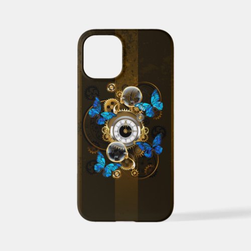 Steampunk Gears and Blue Butterflies iPhone 12 Mini Case