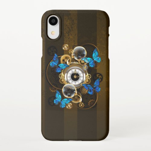 Steampunk Gears and Blue Butterflies iPhone XR Case