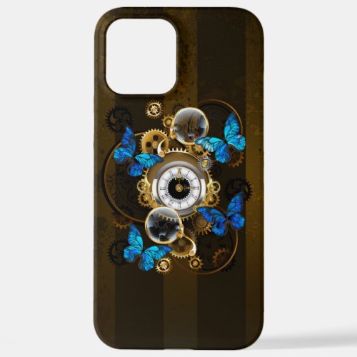 Steampunk Gears and Blue Butterflies iPhone 12 Pro Max Case