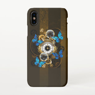 Steampunk Gears and Blue Butterflies iPhone XS Case