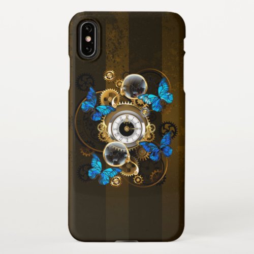 Steampunk Gears and Blue Butterflies iPhone XS Max Case