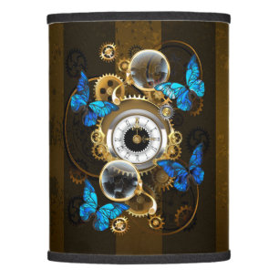 Steampunk Gears and Blue Butterflies Lamp Shade