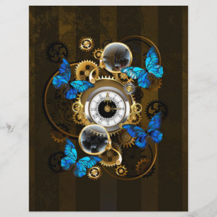 Steampunk Gears and Blue Butterflies Letterhead