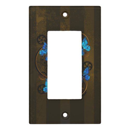 Steampunk Gears and Blue Butterflies Light Switch Cover