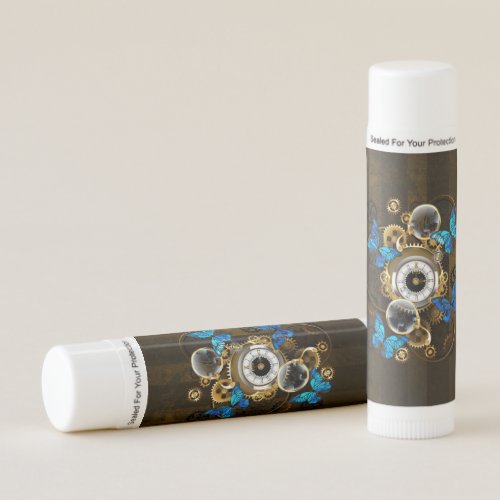 Steampunk Gears and Blue Butterflies Lip Balm